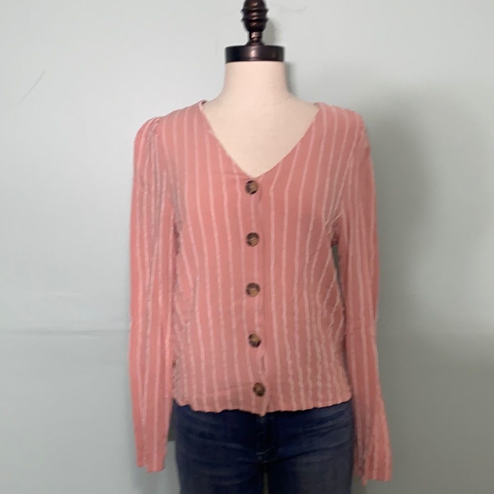 Urban Romantics Striped Button Front Crop Top
